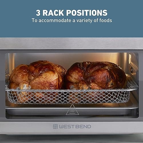 West Bend XL Air Fryer Oven 26-Quart with Digital Controls Easy-View Door and 24 Cooking Presets, Includes Nine Accessories, 1700-Watts, Metallic 5