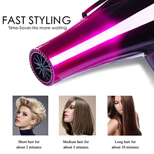 Mannice Hair Dryer, 3500 Watt Professional Salon Ionic Blow Dryer with AC Motor, 3 Heat Settings, 2 Speeds, Cool Shot Button, Tourmaline Ceramic, Concentrator & Diffuser Attachments, Purple, 110V 6