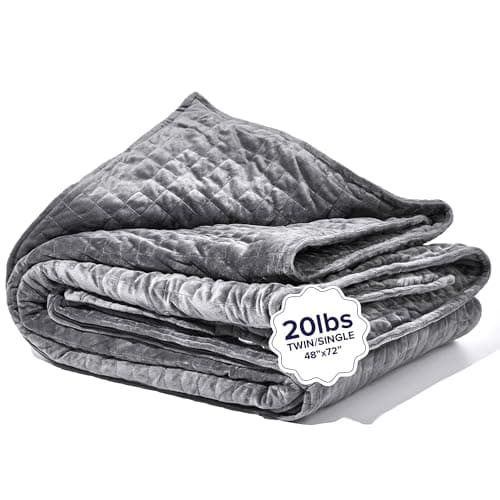 Gravity Weighted Blankets for Adults, 20lbs Grey (48" x 72", Twin/Single) - Heavy Comfort Cotton Blanket with Glass Beads - Utra-Soft Premium Breathable Microfiber Duvet Cover - Machine Washable