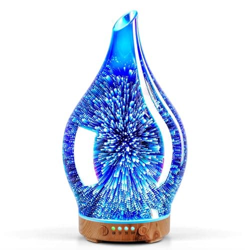 Porseme Oil Diffuser 3D Glass Aromatherapy Ultrasonic Humidifier, Air Refresh Auto Shut-Off, Timer Setting, BPA Free for Home Hotel Yoga Leisure SPA Gift 150ml Last 6H