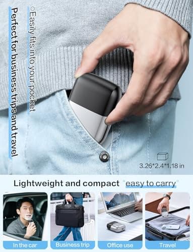 Electric Foil Shavers for Men Electric Razor Mini Cordless Razor IPX7 Waterproof Wet Dry Shaver, Type C Rechargeable, LED Display, Travel Lock, 100 Minute Runtime 5
