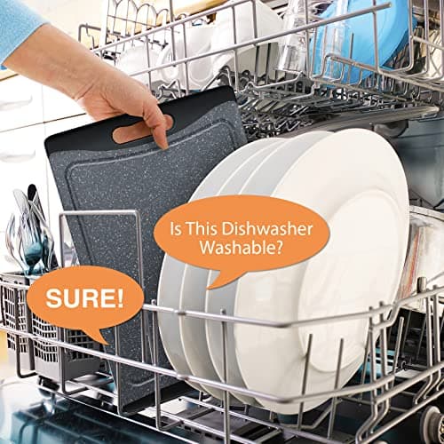 Extra Large Cutting Boards, Plastic Cutting Boards for Kitchen (Set of 3) Cutting Board Set Dishwasher Chopping Board with Juice Grooves Easy-Grip Handles, Dark Grey, Empune 6