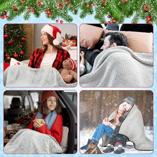 Heated Blanket Electric Throw 58"x43" USB Battery Power Operated Heating Blanket 5v Powered 3 Heat Setting with Timer and Temperature Controller for Car Winter Travel Home Office(Gradient Black) 7