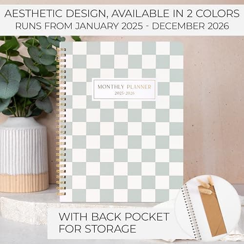 Beautiful Checkered 2025-2026 Monthly Planner and Calendar Book - To Do List Notebook That Easily Organizes Your Tasks to Boost Productivity - Runs From January 2025 Until December 2026 5
