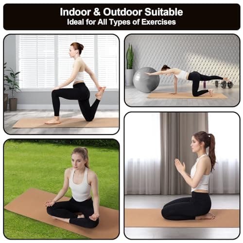 StrongTek Eco-Friendly Cork Yoga Mat, 7mm Thick, 72"x24", Cork+TPE, 2 lbs, Non-Slip, Lightweight & Cushioned Mat for Hot Yoga, Pilates & Home Fitness, Durable Surface with Natural Grip and Carry Strap 6