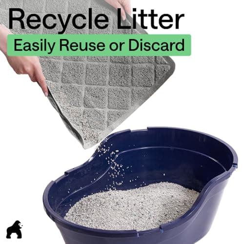 GORILLA GRIP Cat Litter Box Mat, 35x23, Cushioned Coil Mesh Litter Trapping Mats, Scatter Control Supplies for Less Mess, Phthalate Free, Ultra Deep Catch Grooves, Rinse or Vacuum to Clean, Gray 6