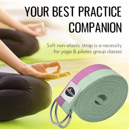 TECEUM [New 2022] Yoga Strap – 100% Cotton – 6 ft 8 ft 10 ft (6+ Colors) – Adjustable Non-Slip Belt for Daily Yoga, Pilates, Stretching, Physical Therapy, Fitness & Home Workout – for All Levels 9