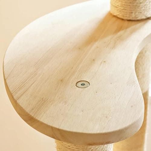 Felivecal 54" Modern Cat Tree for Large Cats, Wood Luxury Multi-Level Oak Solid Wood Cat Trees and Towers，w/3 Weaving Cat Nests & Washable Cushions, Sisal Scratching Posts, for Indoor Cats-Lacquered 6