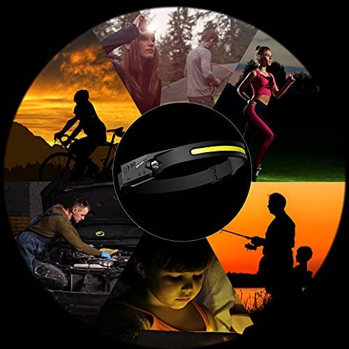 LED Headlamp Rechargeable Flashlight, 2-Pack 230° Wide Beam Headlight with Motion Sensor, Lightweight, Weatherproof, 2 Light Source Head Lamp for Camping Hiking Running Outdoor - Adults and Kids 7