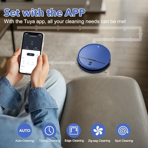 2 in 1 Mopping and Vacuuming Robot, Robot Vacuum and Mop Combo Compatible with WiFi/App, Robotic Vacuum Cleaner Self-Charging, Slim, Ideal for Pet Family, Hard Floor, Hair, Low Pile Carpet 5