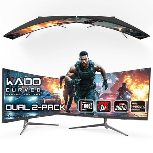 Kado Dual Gaming Monitor Setup - 2-Pack 30" Curved 1800R 21:9 Ultrawide 2560x1080 200Hz 1ms Computer Monitor, Stacked Gaming Setup AMD FreeSync Premium, VESA Mount HDMI DisplayPort Built-in Speakers
