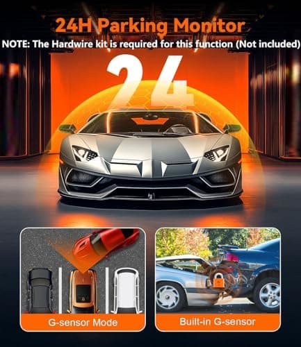 Dash Cam Front and Rear with 64GB Card, 4K+1080P Dual Dash Camera for Cars, Mini Car Camera, APP Control, Built-in Wi-Fi & G-Sensor, 170°Wide Angle, WDR, Night Vision, Loop Recording, Parking Mode 8