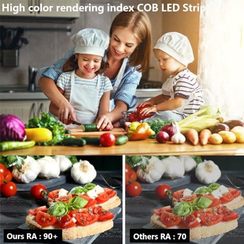 TOPAI 12V COB LED Strip Light 3000K Warm White Waterproof IP65 480LEDs/M Super Bright 4000Lm CRI>90 16.4ft/5M Dotless High Density Cuttable Flexible for Cabinet Home DIY Lighting Projects 5