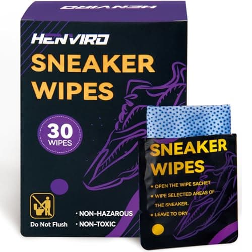Henviro Shoe and Sneaker Cleaner Wipes - Shoe Cleaner, Shoe Cleaning Kit, Sneaker Cleaner, Safe for Leather, Canvas, Mesh & Various Knits, Individually Wrapped, Quick Shoe Cleaning Wipes, 30 Packs