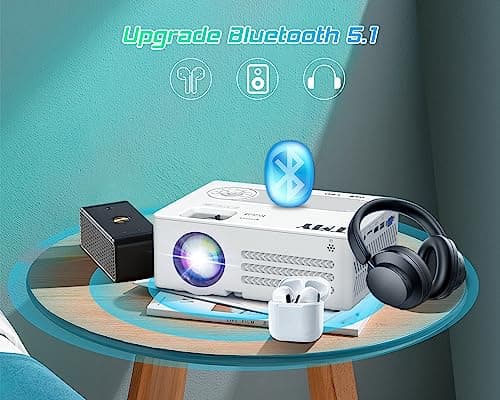 TMY Projector with WiFi and Bluetooth【80" screen included】Native 1080P Outdoor Projector, 4K Supported Portable Projector, Compatible with iOS/Android/PC/TV Stick/HDMI/USB, Indoor Outdoor Use 5