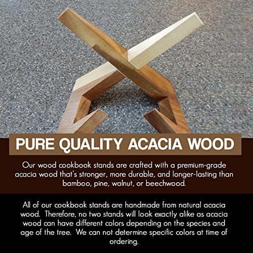 Acacia Cookbook Stand, Beautiful Recipe Holder for Kitchen Countertops, Convenient Hands-Free Cooking Stand for Kitchen Counter 6