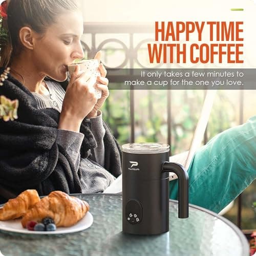 Milk Frother and Steamer 4 in 1 Automatic Coffee Steamer Frother, 11.8OZ / 350ML Warm and Cold Foam Frother for Coffee,Latte, Cappuccino, Macchiato, Hot Chocolate (Black) 6