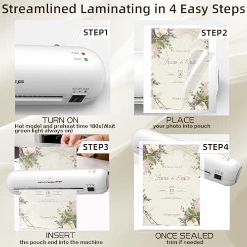 Laminator Machine 9-Inch Portable Thermal Laminater with Hot & Cold Modes, A4 Small Laminating Machine with ABS Jam-Release, 3-Min Warm-Up, 6-in-1 Photo Laminator Kit for Home and Class, White 6