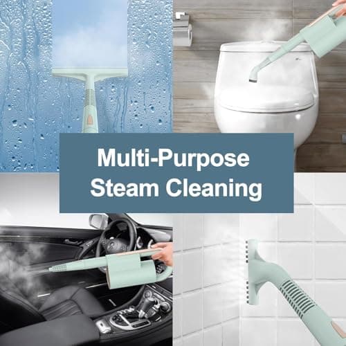 Newbealer Steam Mop & Detachable Handheld Cleaner, 250ml 1200W Powerful Floor Steamer, 3 Adjustable Levels for Carpet Laminate Hardwood Grout, Carpet Glider, 7 Multi-purpose Accessories & 2 Pads 5
