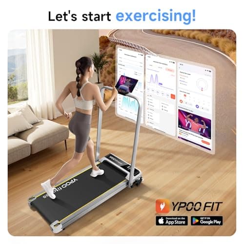 YPOO Walking Pad Treadmill with Incline, Walking Pad with Handle Bar, 3 in 1 Foldable Treadmills for Home Office, Portable Under Desk Treadmill with 3-Level Incline, Compact Design 6
