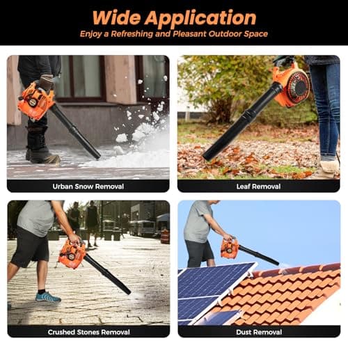 Handheld Gas Blower, 2-Stroke Gas Powered Leaf Blower, 750W 25.4cc Gasoline Grass Sweeper for Lawn Care, Snow Blowing & Yard Cleaning, Heavy Duty Grassland Cleaning Machine 9