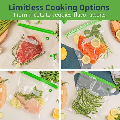 SOUSVIDE ART Sous Vide Cooker Kit - 1000W Immersion Circulator - 15 Vacuum Bags, Pump, Digital Timer and Temperature Control; Complete Sous Vide Machine Cooking Kit for Home Chefs and Beginners 5