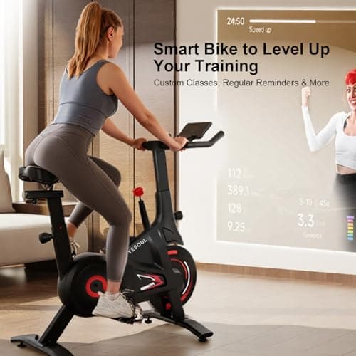 YESOUL Exercise Bike for Home – Stationary Bike with Stable Triangle Frame, Silent Magnetic Resistance, 300 lbs Capacity, Dual-Stage Drive & Alloy Flywheel, Smart APP with Scenic & Live Classes 5