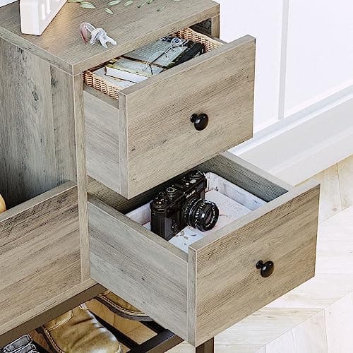 IRONCK Entryway Bench, Shoe Storage Bench with Flip Top Box and 2 Drawers, Shoe Rack with Removable Seat Cushion and Shoehorn for Entryway/Hallway(39.4in, Greige) 5