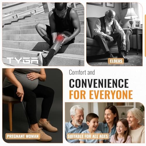 TYGA Shoe Horn Long Handled 17in 43cm Long Plastic Shoehorn for Men, Women, Senior Comfort Grip Shoe Horn Flexible Snap-Proof (1, Black) 5