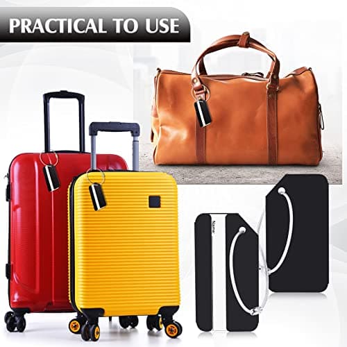 Hicarer 50 Pcs Aluminum Luggage Tag Bulk Travel ID Bag Tags Metal Suitcase Tags with Name Card for Baggage Backpack Identifier Cruise Business Wedding Favors, Black 6