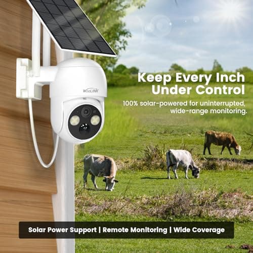 WOOLINK HOME 2.5K Solar Security Camera Wireless Outdoor,2.4Ghz WiFi Solar/Battery Powered Camera for Home Security,360° View Pan/Tilt,PIR Alarm,Easy to Install,2-Way Audio,Color Night Vision,Cloud/SD 5