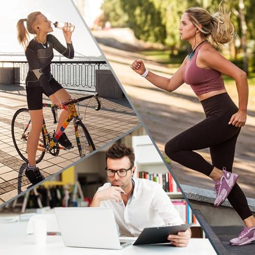 Podity Neckband Bluetooth Headphones, 1000H Extra Battery Life with Display Magnetic Earphones,Wireless Stereo Earbuds with Microphone, Waterproof in-Ear Headset for Sports/Workout/Office (Silver) 6