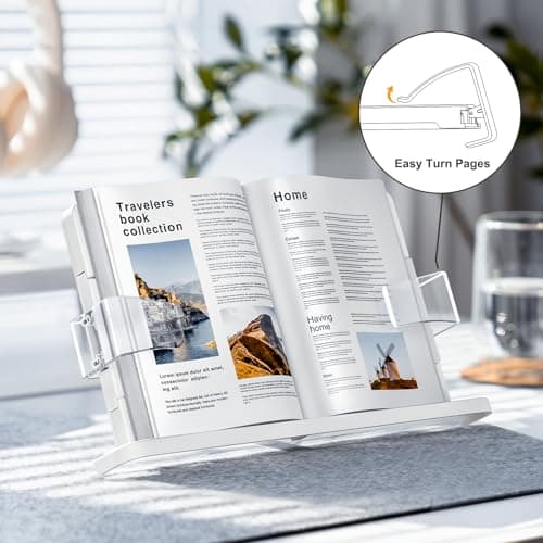 Hands-Free Book Stand - Adjustable, Expandable Holder for Comfortable Reading - 90° Angle, Transparent Page Clips - Ideal for Textbooks, Law Books, and Medical Literature - Perfect Gift for Book Love 5