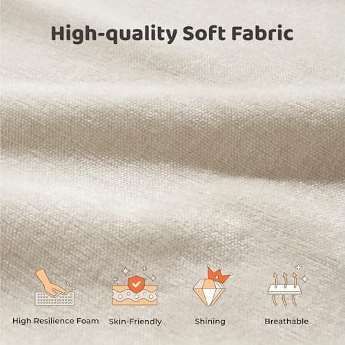 RECCI Cloud Upholstered Queen Bed Frame with Headboard, 5 Inch Foam Padded Platform, No Box Spring, Easy Assembly(Cream) 9