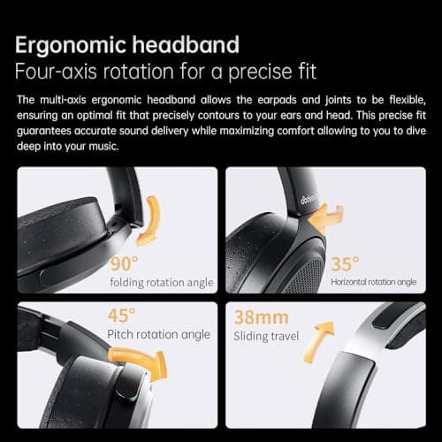 FiiO JT7 Over-Ear Planar Magnetic Headphones, 95x86mm Planar Driver, 3µm Ultra-Thin Diaphragm, Foldable Lightweight Design, Detachable 4.4mm/3.5mm Cable for Audiophiles (Black) 5