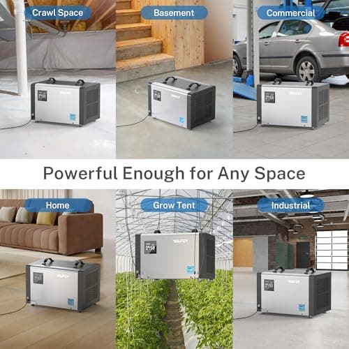 Yaufey 70 Pint Energy Star Commercial Dehumidifier with Pump for Crawl Space, Basement, Industrial, up to 5,000 Sq. Ft., 10%-98% RH Humidity Control, Auto Defrost, TUV Certified, 5-Year Coverage 8