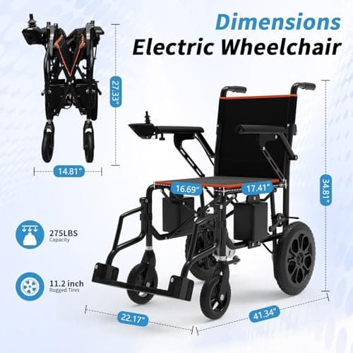 SecretSun Electric Wheelchairs for Adults Outdoor Living Room Lawn Bumpy Road Counrtyard Park City Road Speed Bump 12Uphill Angle,500W,15 Miles Folding Portable Lightweight - Black 5
