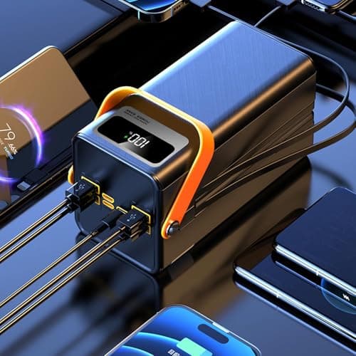 MAXIAEON 100000mAh Power Bank, 150W Fast Charging Portable Charger, with LED Light, with Built-in Cables, 4 Outputs & 3 Inputs, Rechargeable Portable Power Supply for Cell Phones, Random Color 7