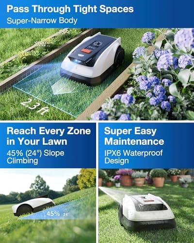 ECOVACS Goat O1000 RTK Robot Lawn Mower, 8.66" Cutting Width, Wire-Free Vision for 1/4 Acre Lawn, Automated Mapping, APP Control, 3D Obstacle Avoidance, Zero-Edge Cutting 5