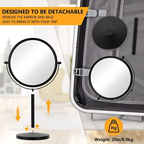 ALHAKIN 10x Magnifying Makeup Mirror, 8 Inch Tabletop Mirror Double Sided with Magnification, Swivel Make Up Mirror for Bathroom, Black 5