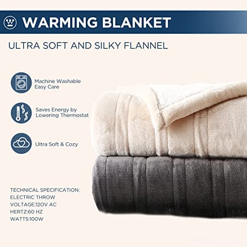 Westinghouse Electric Blanket Full, Heated Blanket Full Size with 10 Heating Levels and 1 to 12 Hours Heating Time Settings, Flannel to Sherpa Reversible, Machine Washable (80" x 84", Beige) 8