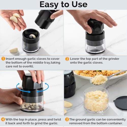 UHIYEE Garlic Crusher Press, Multifunctional Garlic Smasher, Easy-Clean BPA Free, Dishwasher Safe, Ideal Kitchen Tool, Black 6