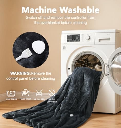 PASAMIC Electric Wearable Heated Blanket with Foot Pocket, Heated Blanket Wearable with Sleeves, Flannel & Sherpa Electric Throw, 10 Heat Settings & 2-8H Auto Shut-Off, 50 * 70"+18", Dark Grey 8