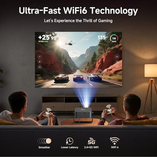 [2000 ANSI/Auto Focus & Keystone/Built-in APP] 4K Outdoor Projector with Wifi and Bluetooth, Smart Portable Projector with Built in Apps YouTube/PrimeVideo & Dolby, Home Theater Projector with HDR10+ 8