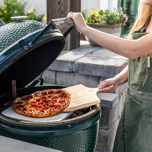 Cuzi Gourmet 3-Piece Pizza Stone Set - 15x12" Thermal Shock Resistant Cordierite Pizza Stone, 15x12" Natural Wood Pizza Peel & Pizza Cutter - Pizza Stone for Grill and Oven 6