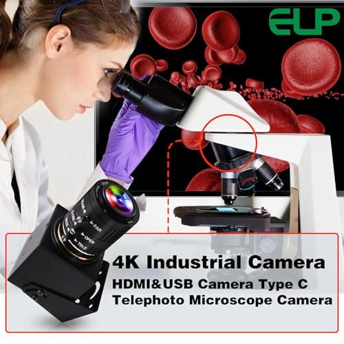 ELP 4K USB HDMI Camera Manual Zoom Webcam Variable Focus PC Camera Mini Close-up Camera for Computer H.264 Telescope USB Security Camera 8mp IMX415 Industrial CCTV Camera (3.6-10mm 3X Zoom Lens) 6