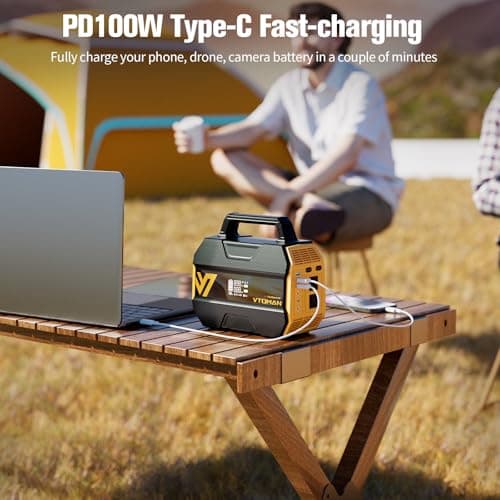 VTOMAN FlashSpeed 300 Portable Power Station, 300W 230Wh LiFePO4 Battery with 3000 Life Cycles, 100W PD USB-C Fast Charge, 6 Outputs for Outdoor Camping, Home Backup, RV, Off-Grid 6