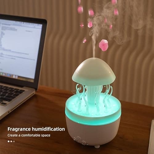 AOOFCMLLC 300ml Cute Diffuser Jellyfish Humidifier with 7 Changing Colors LED Lights, Rain Cloud Diffuser for Home Bedroom Office 5