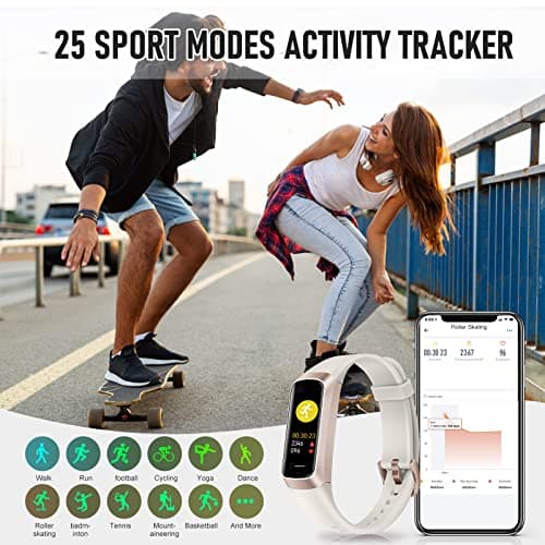 Bakoor Fitness Tracker, Step Tracker with 1.1" AMOLED Screen, Pedometer, Heart Rate Sleep Tracking, Calorie Step Counter Watch for Android Phones iPhone Women Men 5