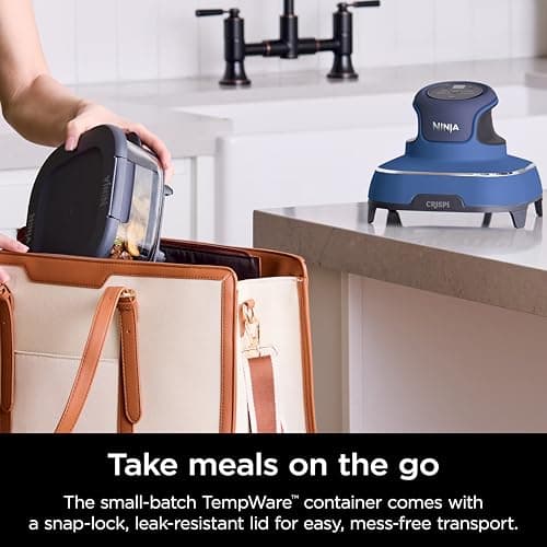 Ninja Crispi 5-in-1 Portable Glass Air Fryer Cooking System, 1500W, 6-Cup, 4-Quart & 2.5-Quart TempWare Containers With Lids, Microwave, Freezer & Dishwasher Safe, Blue, FN103CO 9